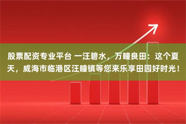 股票配资专业平台 一汪碧水，万疃良田：这个夏天，威海市临港区汪疃镇等您来乐享田园好时光！