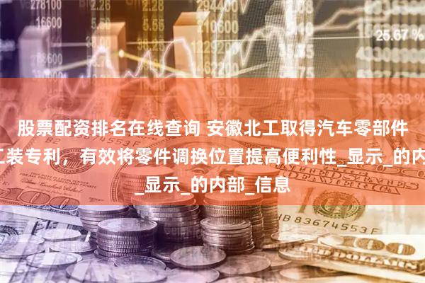 股票配资排名在线查询 安徽北工取得汽车零部件旋转夹工装专利，有效将零件调换位置提高便利性_显示_的内部_信息
